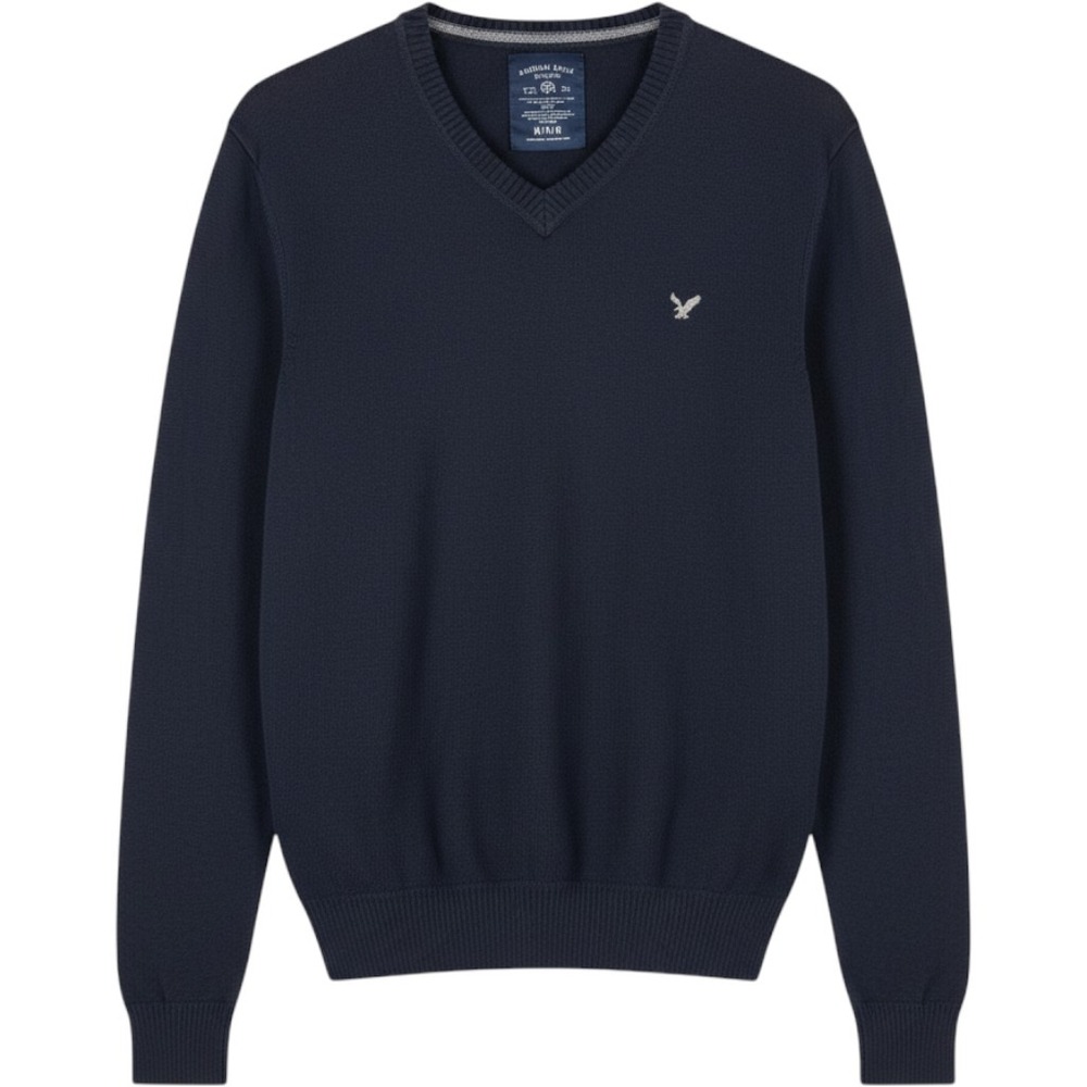 American Eagle Outfitters Mens Navy Blue V-Neck Cotton Knit Sweater Size M